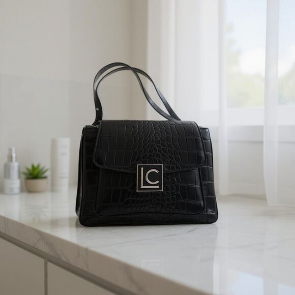 Lc Lauren Conrad Women's Black Crocodile Shoulder Bag - Picture 1 of 7